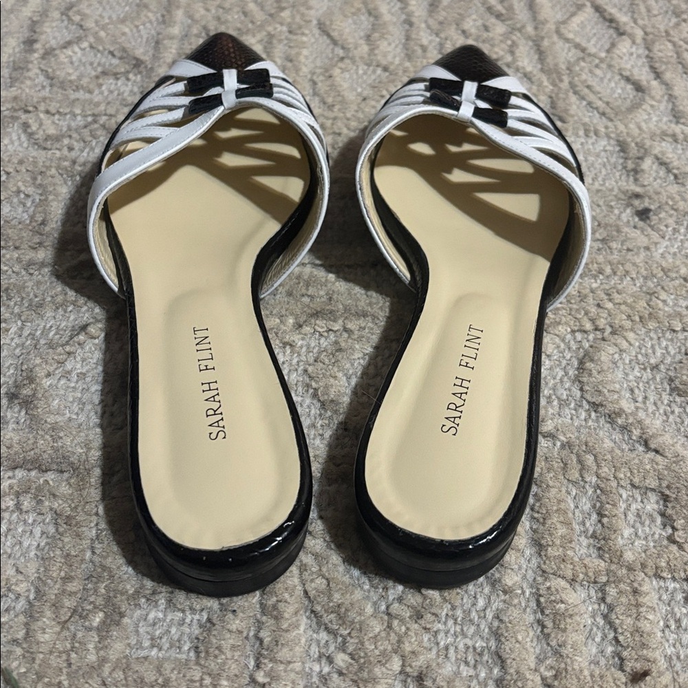 Sarah Flint Kim Mule in Black and White Embossed Calf - Picture 3 of 8